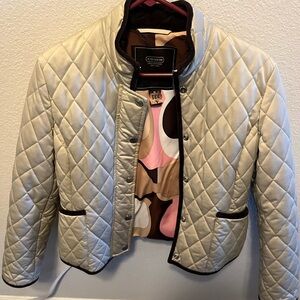 Coach Women's Cream Quilted Puffer Jacket